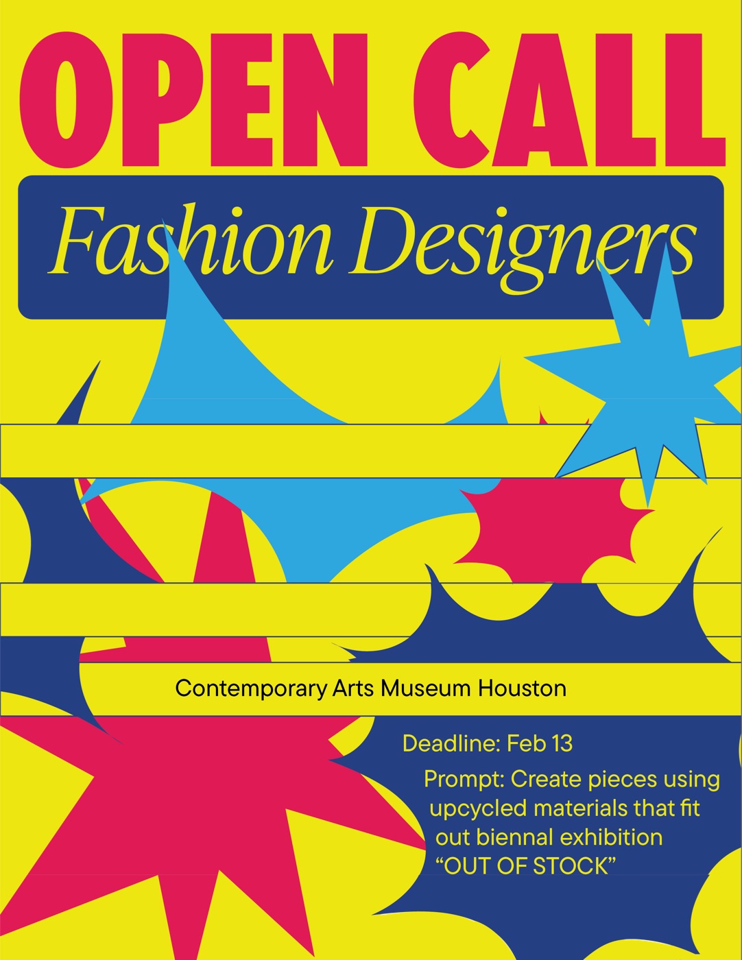 Open Call for Fashion Designers poster for the Contemporary Arts Museum Houston.