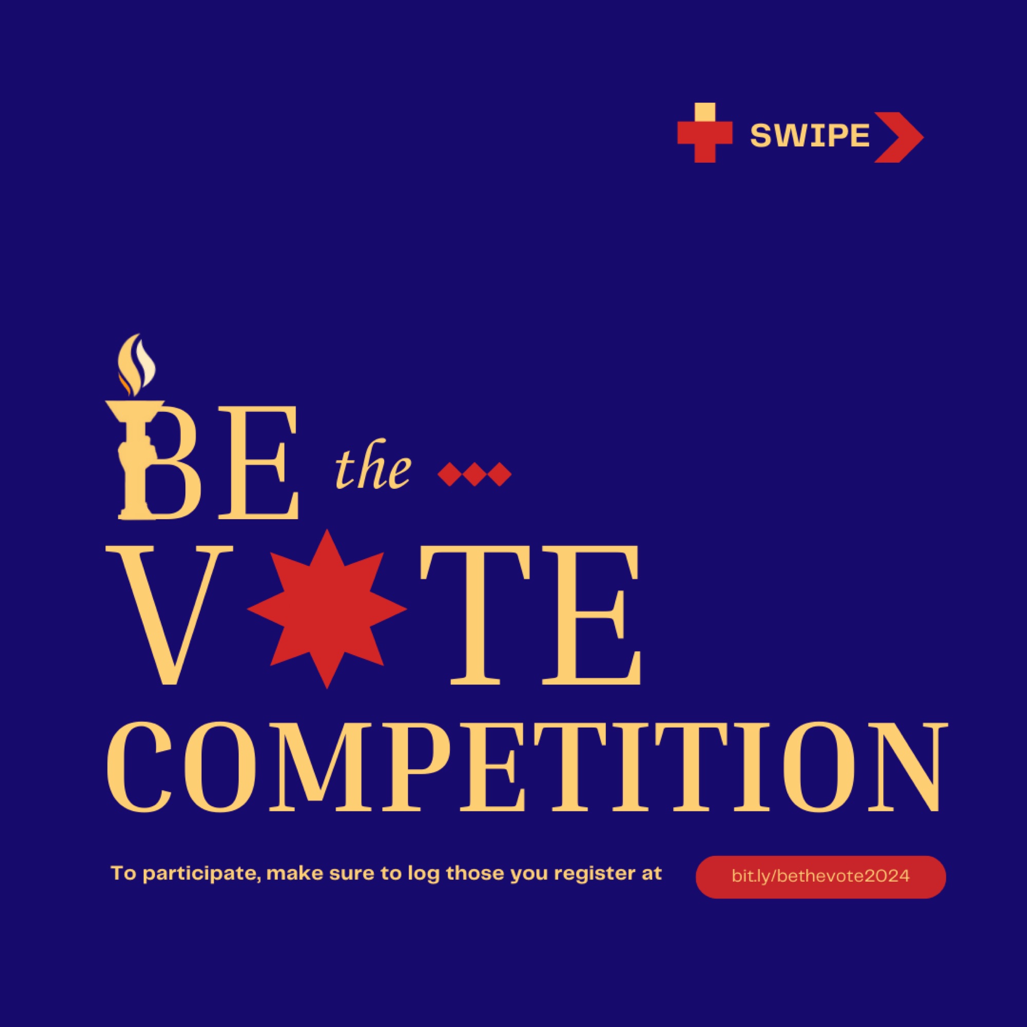 “Be the Vote” competition social post in navy and gold.