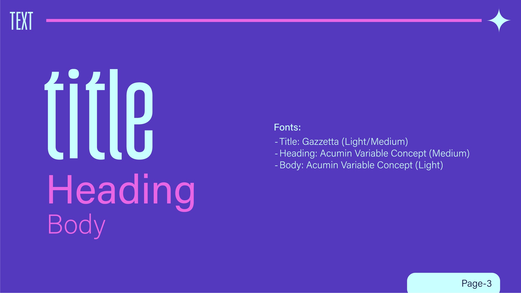 Design Club brand guidelines page 3: title, heading and body type styles.