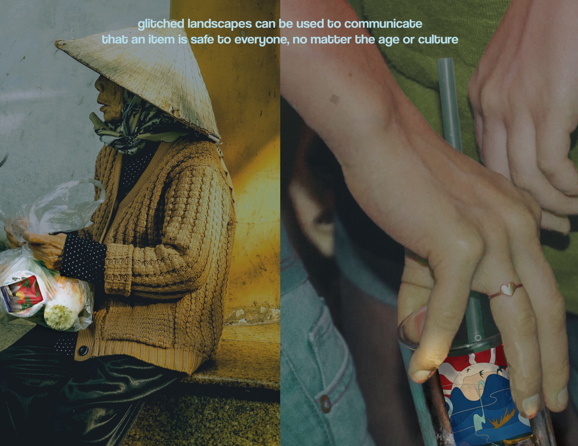 Mockups showing the stickers used across cultures and ages.