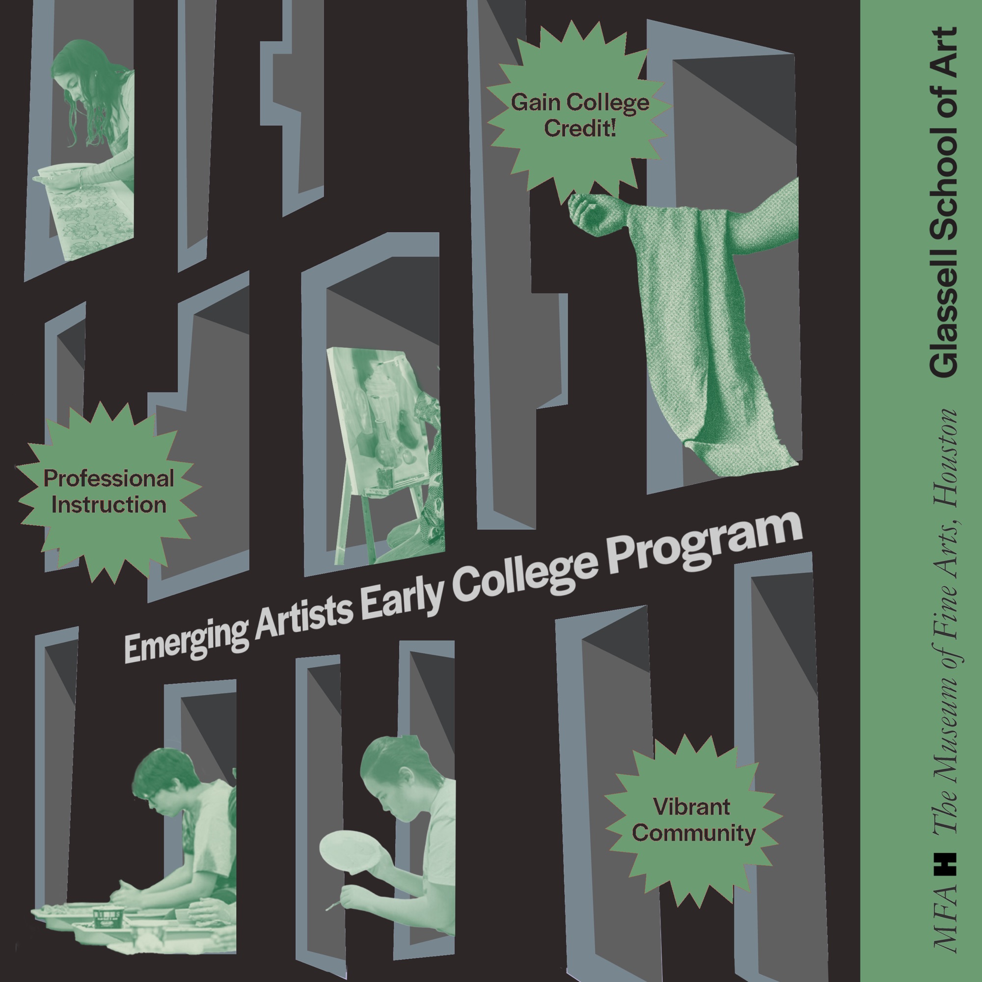 Square social post version of the Emerging Artists Early College Program poster.